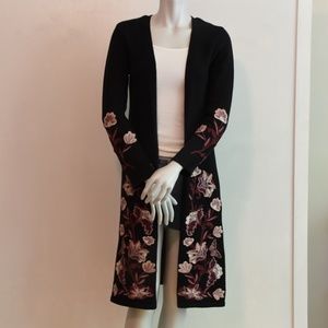 NWOT STYLE & CO XS open duster cardigan embroidered